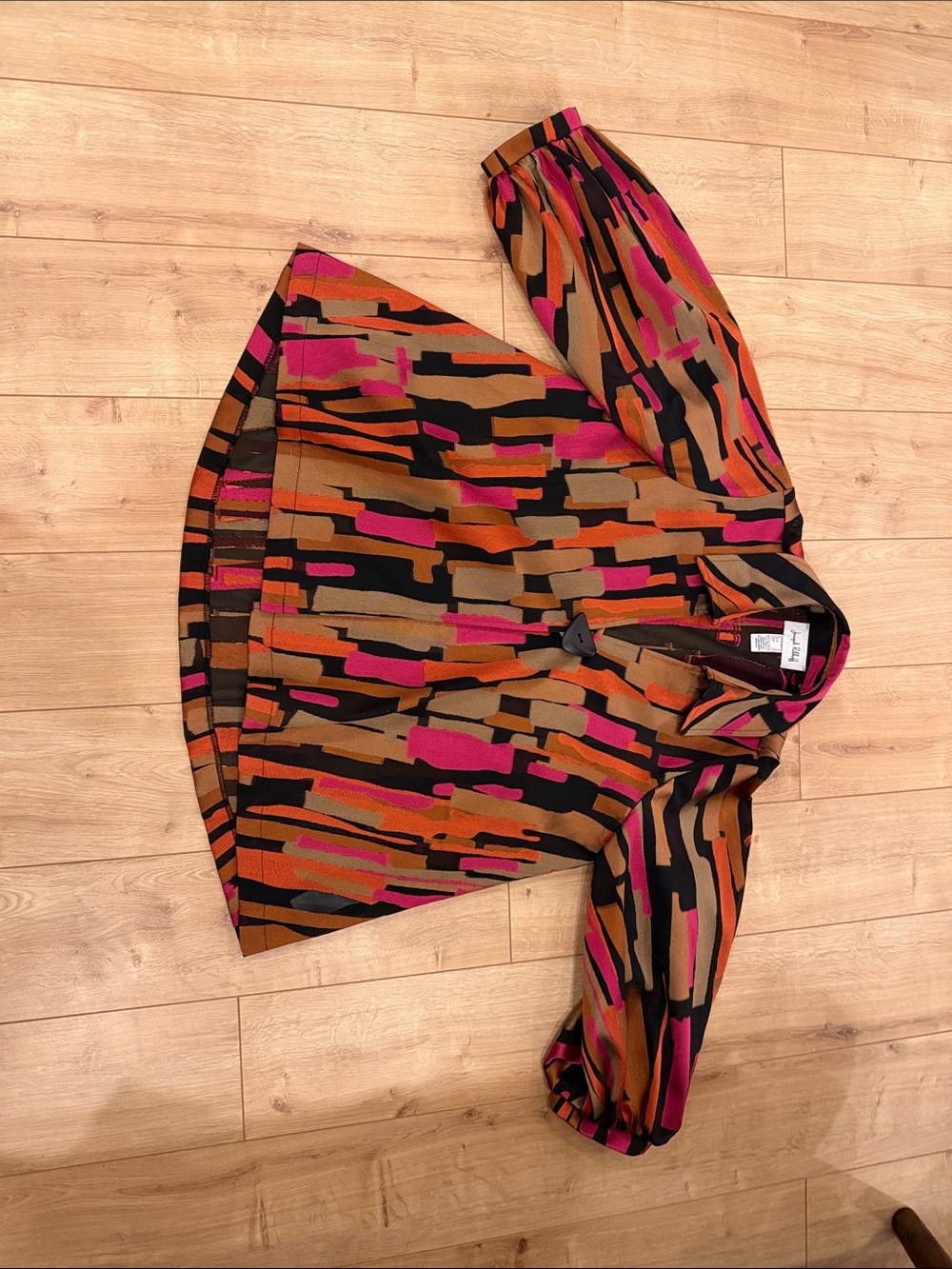Bold Abstract Print Blouse in Magenta, Orange & Black